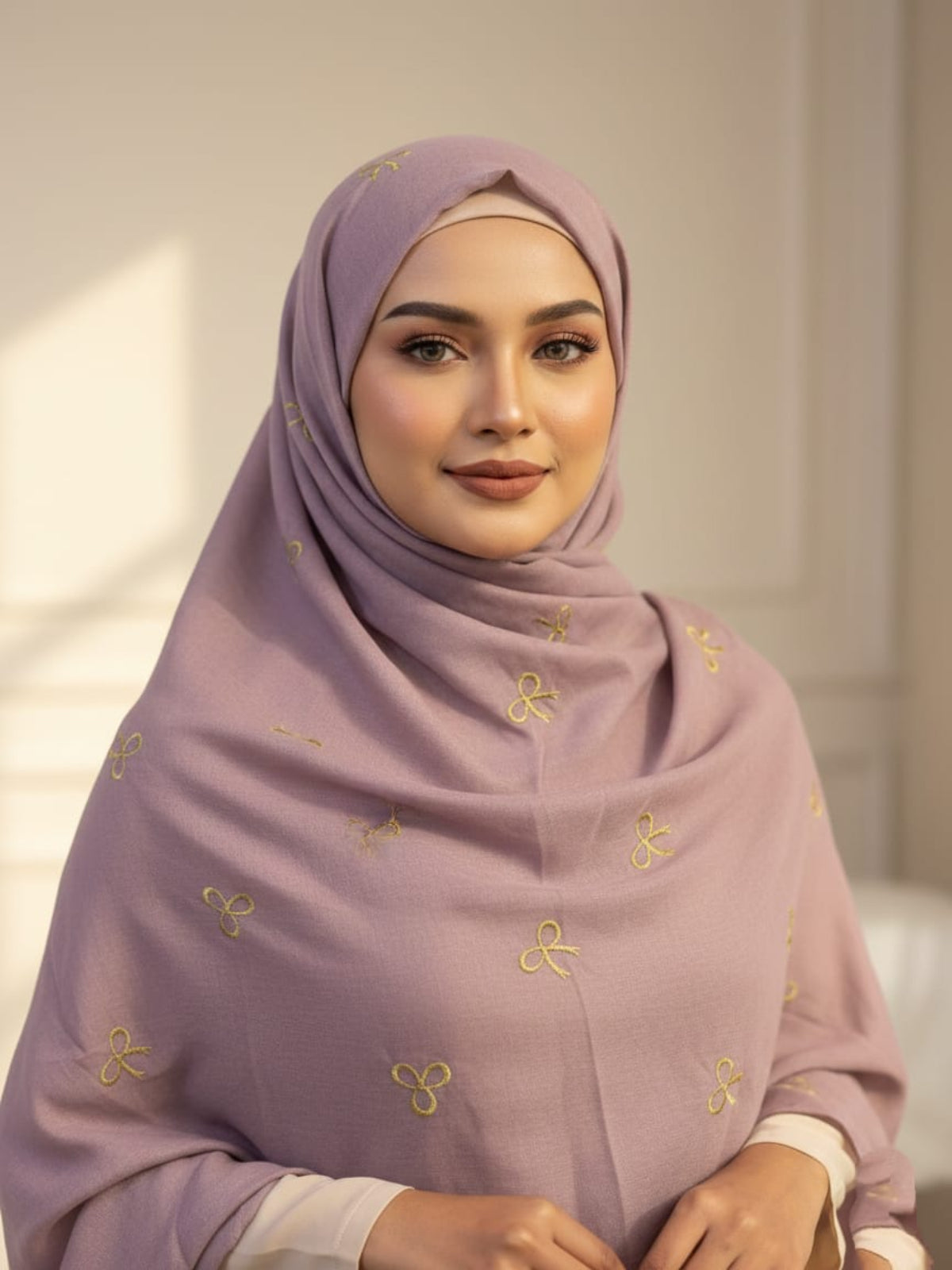 Bow Emb Hijab- Lilac
