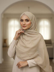 Bow Emb Hijab- Cream