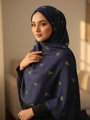 Bow Emb Hijab- Navy