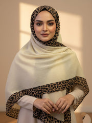 Leopard Wrap Hijab-Cream
