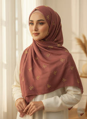 Bow Emb Hijab-Rust