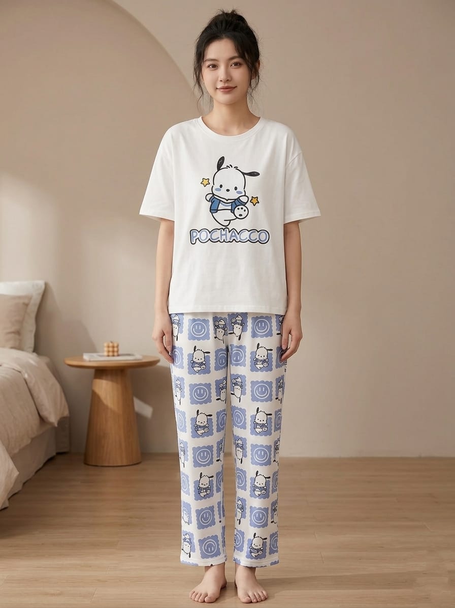 Ladies NightWear-Pochacco White