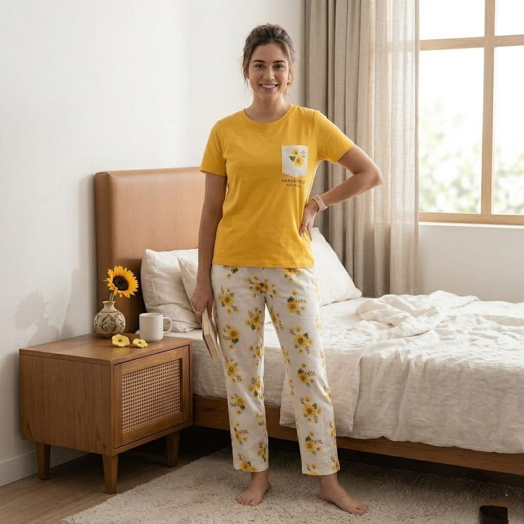 Ladies NightWear-Yellow Flower