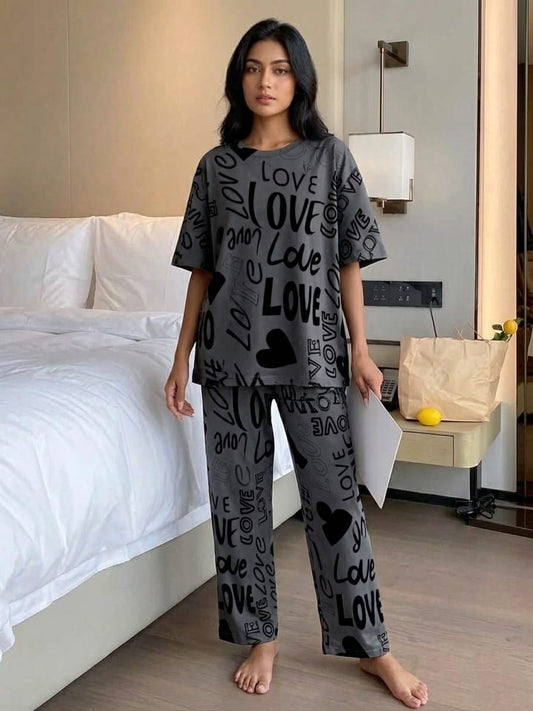 Ladies NightWear-Love Grey