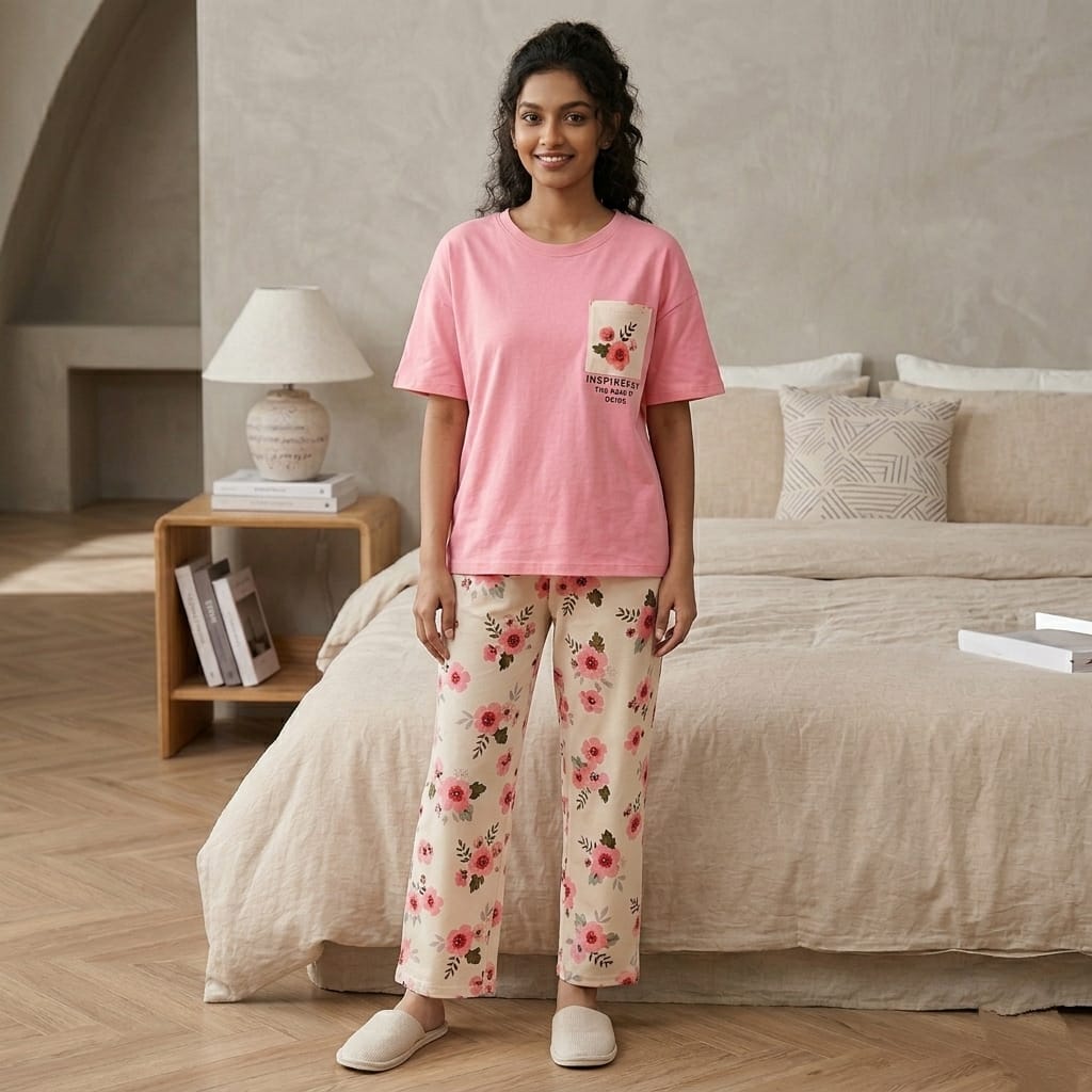 Ladies NightWear-Pink Flower