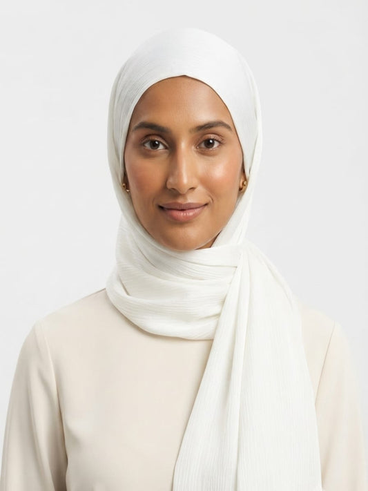 Luxury Crinkle Silk Hijab - OFF WHITE