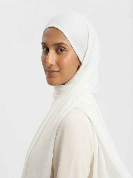 Luxury Crinkle Silk Hijab - OFF WHITE
