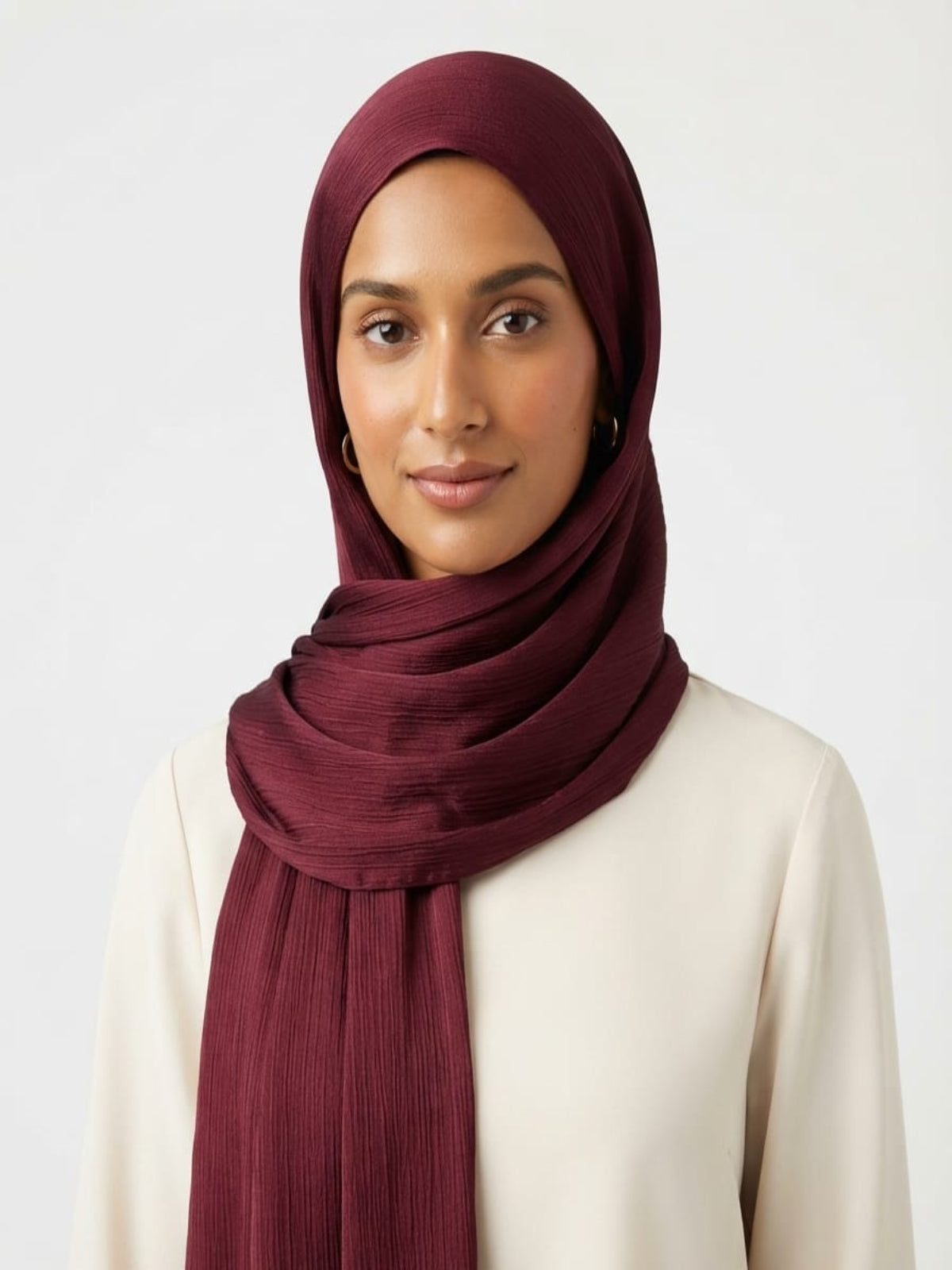 Luxury Crinkle Silk Hijab - MAROON