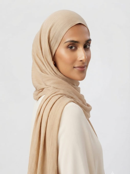 Luxury Crinkle Silk Hijab - DULL GOLD