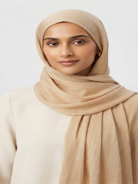 Luxury Crinkle Silk Hijab - DULL GOLD