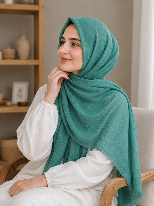 Turkish Lawn Hijab - SEAGREEN