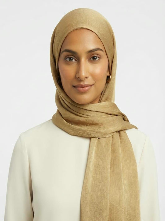 Luxury Crinkle Silk Hijab - KHAKKI