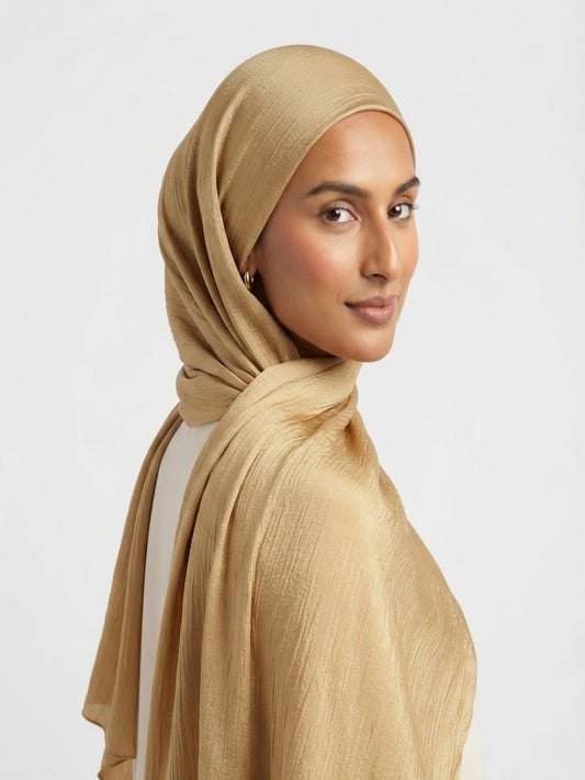 Luxury Crinkle Silk Hijab - GOLDEN