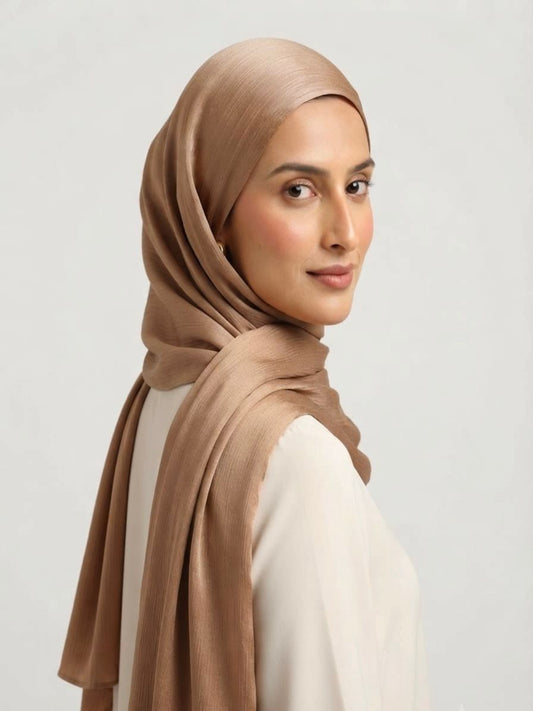 Luxury Crinkle Silk Hijab - COPPER