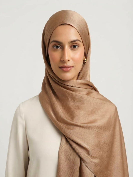 Luxury Crinkle Silk Hijab - COPPER
