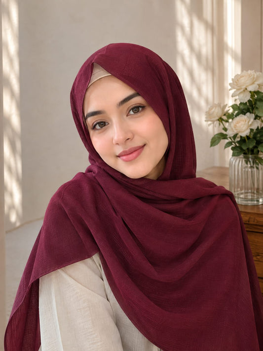 Turkish Lawn Hijab - MAROON