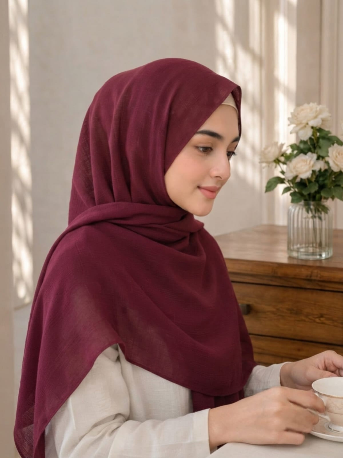 Turkish Lawn Hijab - MAROON