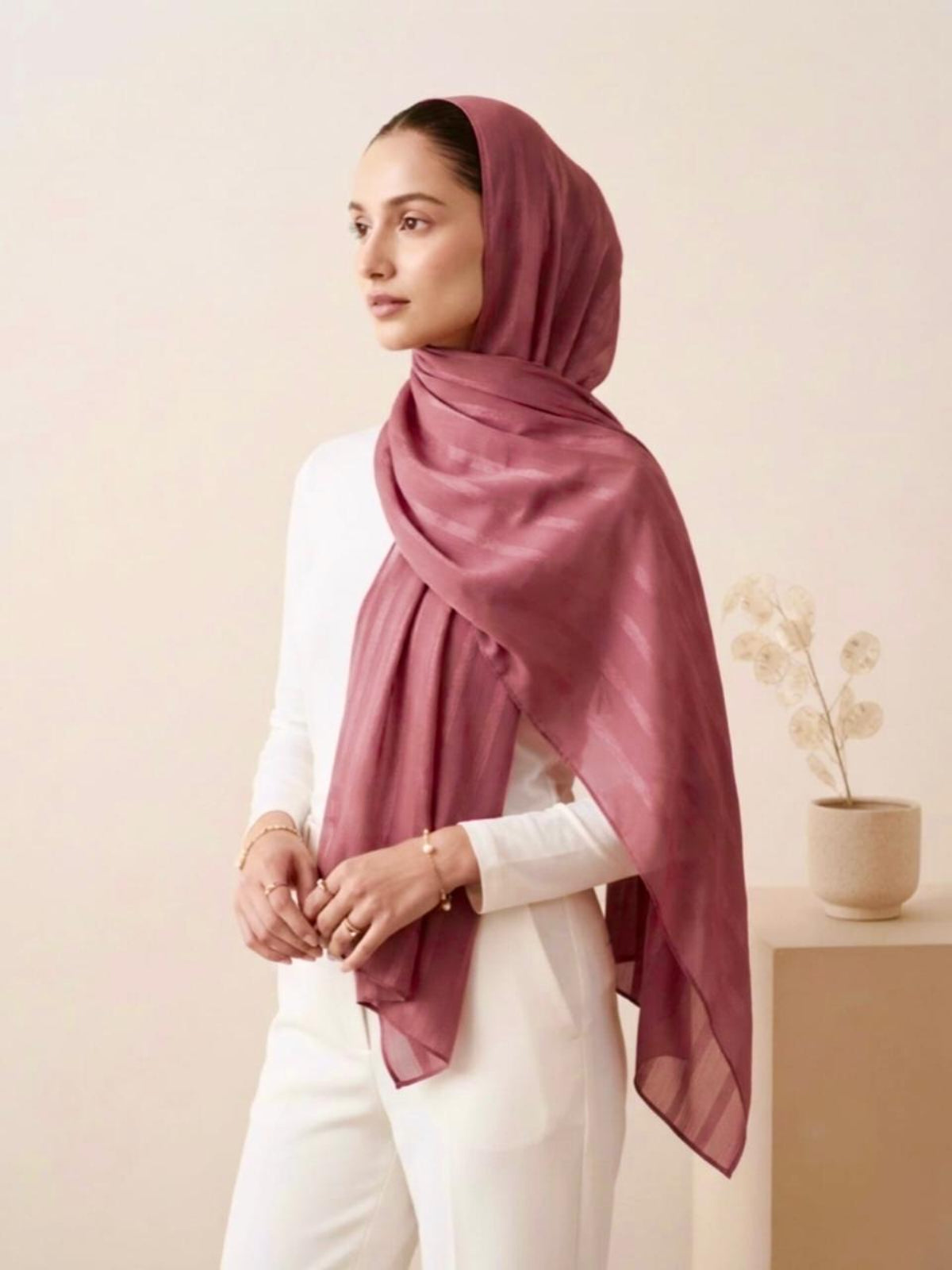 Aura Georgette Hijab-Vintage Rose