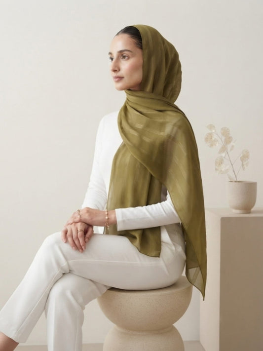 Aura Georgette Hijab-Olive Green