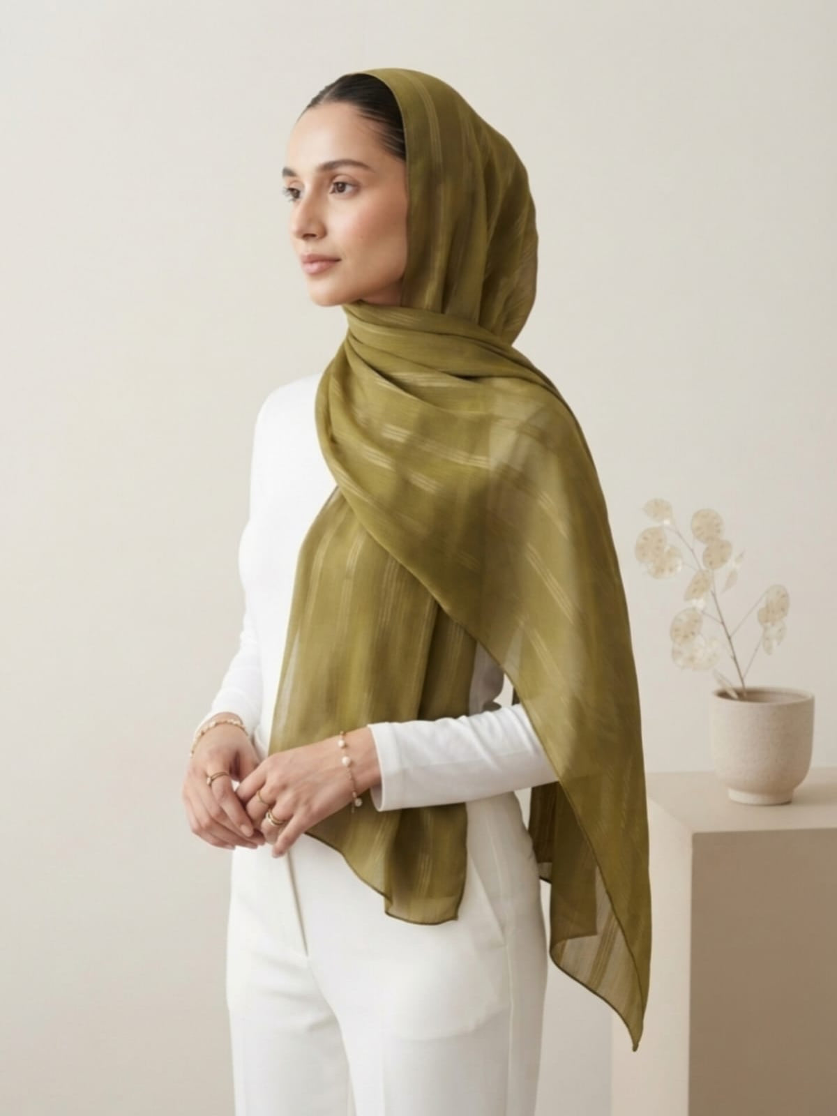 Aura Georgette Hijab-Olive Green