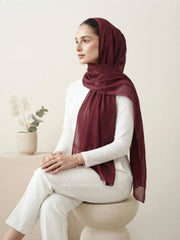 Aura Georgette Hijab-Maroon