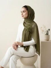 Aura Georgette Hijab-Army Green