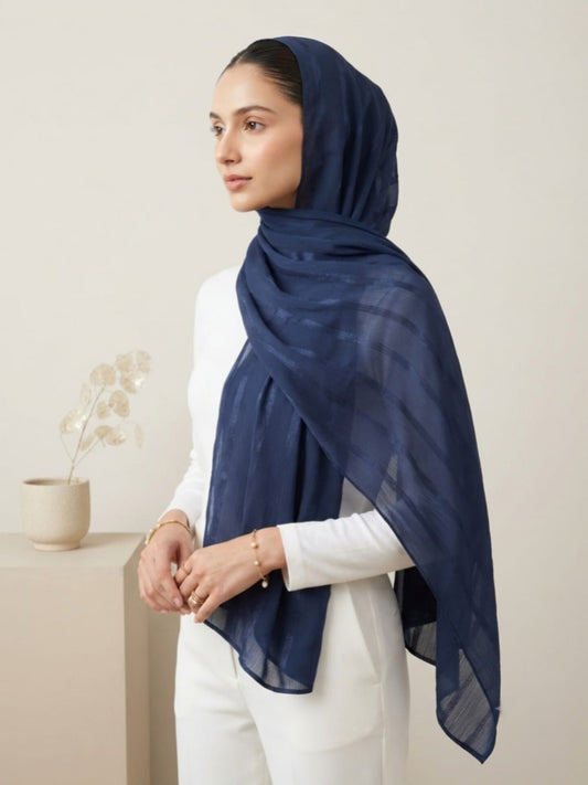 Aura Georgette Hijab-Navy Blue