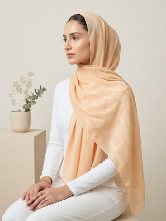 Aura Georgette Hijab-Light Peach