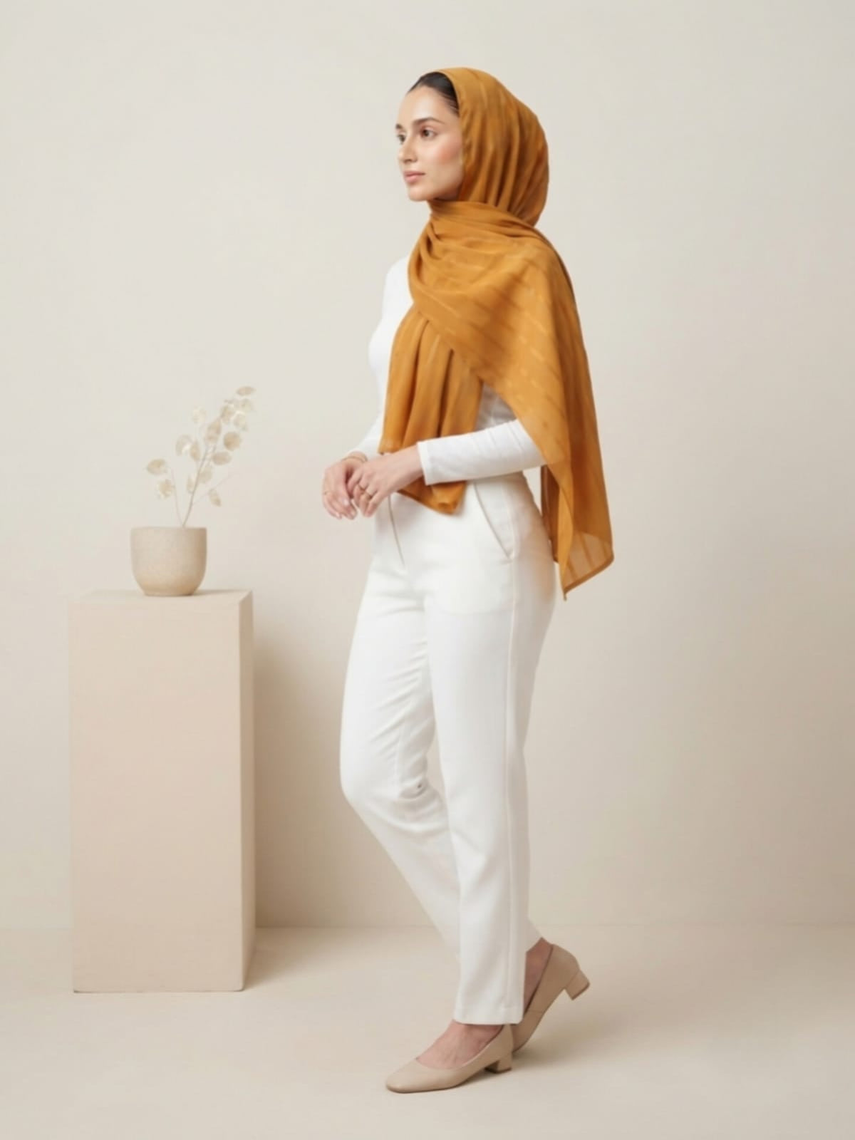 Aura Georgette Hijab-Mustard Gold