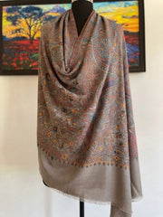 Soul Embroidered Shawl-Stone Grey