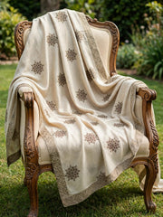 Noor Embroidered Shawl-Light Biege