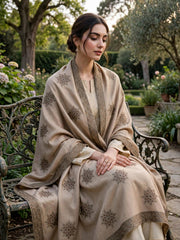 Noor Embroidered Shawl-Fawn Taupe