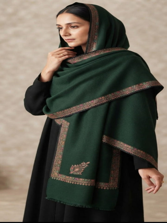 Handmade Elegance Shawl-Bottle Green