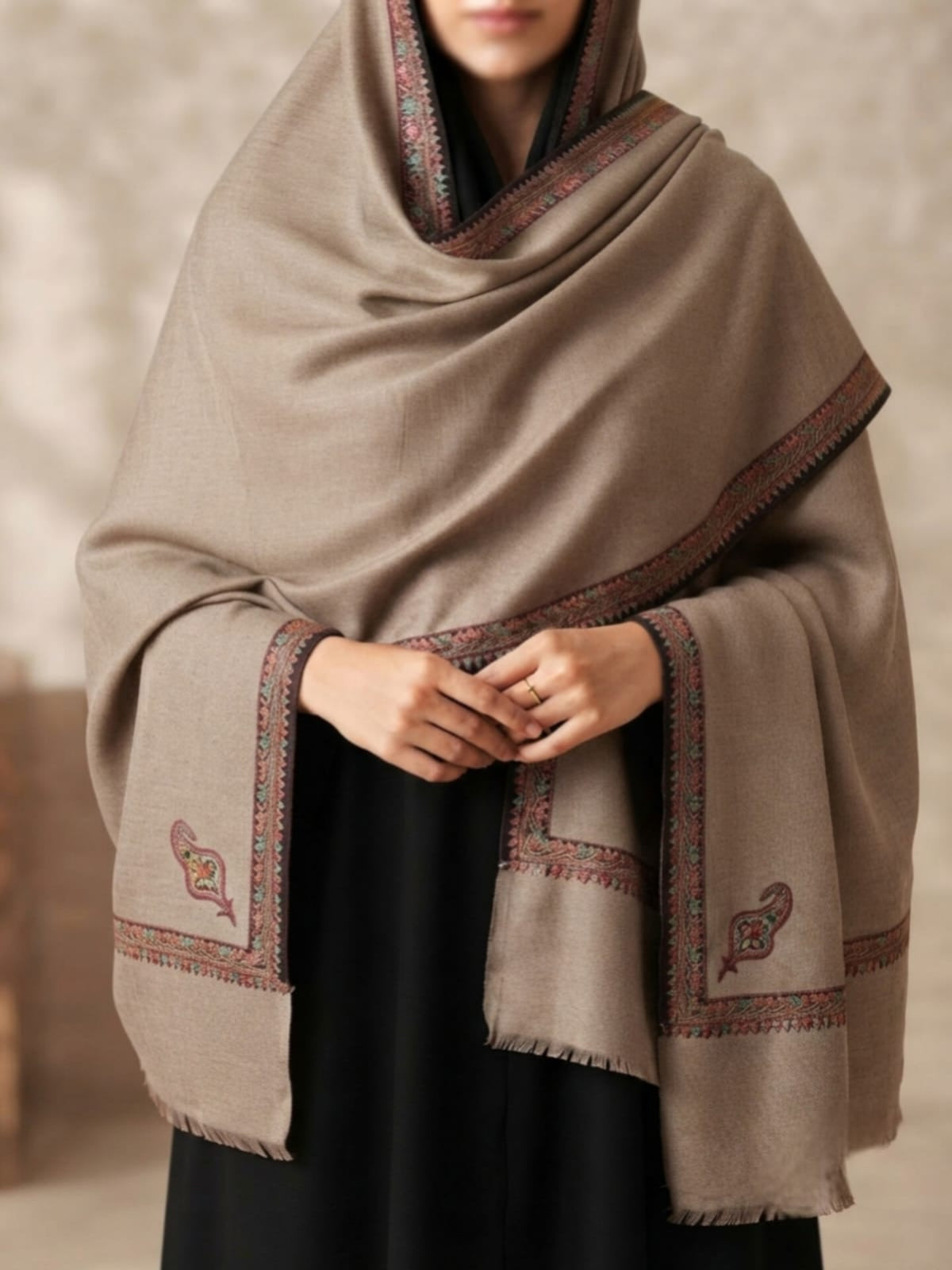 Handmade Elegance Shawl-Beige