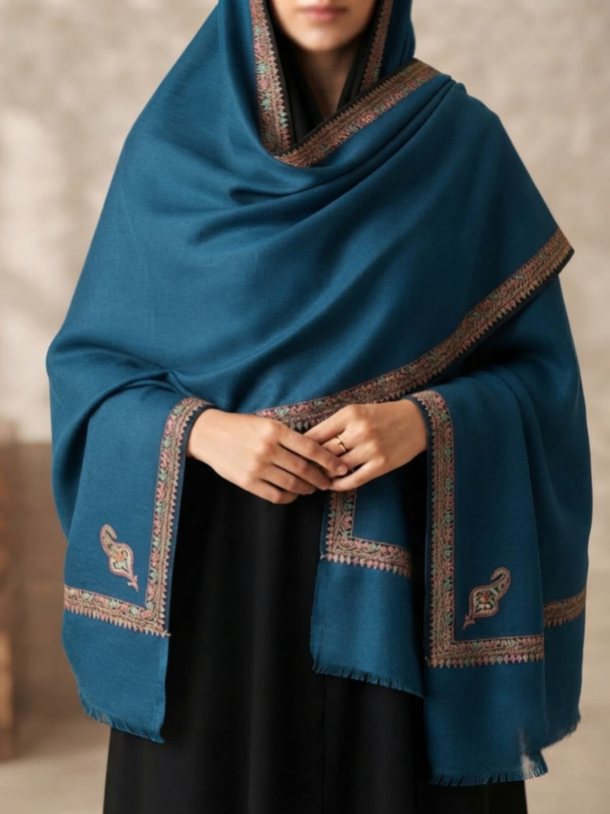 Handmade Elegance Shawl-Peacock