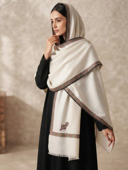Handmade Elegance Shawl-Cream