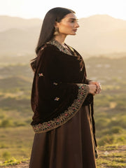 Handmade Velvet Shawl-Dark Brown