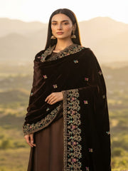 Handmade Velvet Shawl-Dark Brown