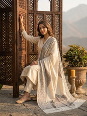 Nayab Handwork Shawl-Pearl White