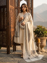 Nayab Handwork Shawl-Pearl White