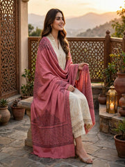 Nayab Handwork Shawl-Rose Pink