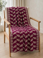 Leaf Silk Embroidered Shawl-Plum