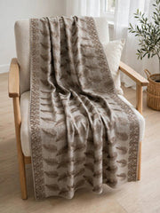 Leaf Silk Embroidered Shawl-Ash Grey