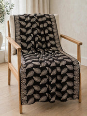 Leaf Silk Embroidered Shawl-Black