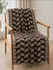 Leaf Silk Embroidered Shawl-Chocolate Brown