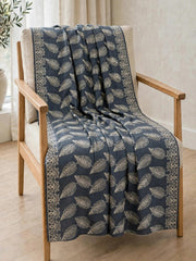 Leaf Silk Embroidered Shawl-Steel Grey