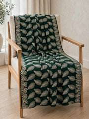 Leaf Silk Embroidered Shawl-Forest Green