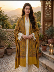 Zar Hand Embroidered Shawl-Golden