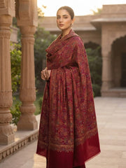 Zar Hand Embroidered Shawl-Royal Maroon