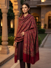 Zar Hand Embroidered Shawl-Royal Maroon